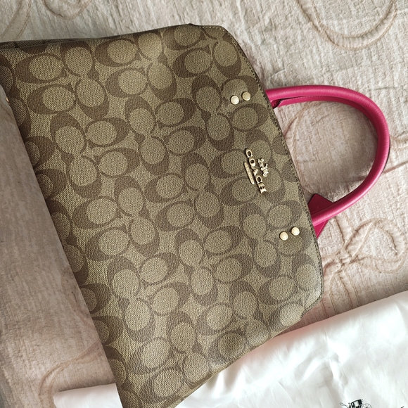Coach Signature Brown and Pink Handbag - Picture 2 of 9